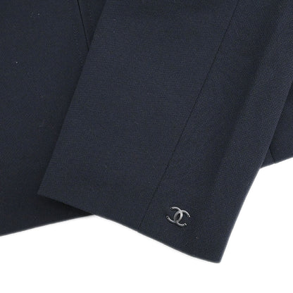 Chanel 1999 Single Breasted Zip Up Jacket Navy #38