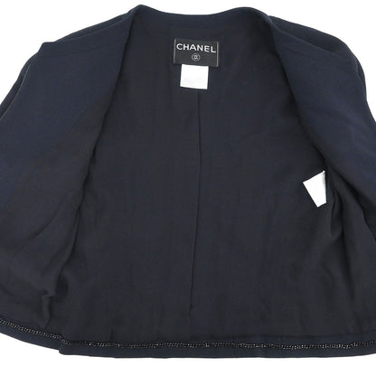Chanel 1999 Single Breasted Zip Up Jacket Navy #38