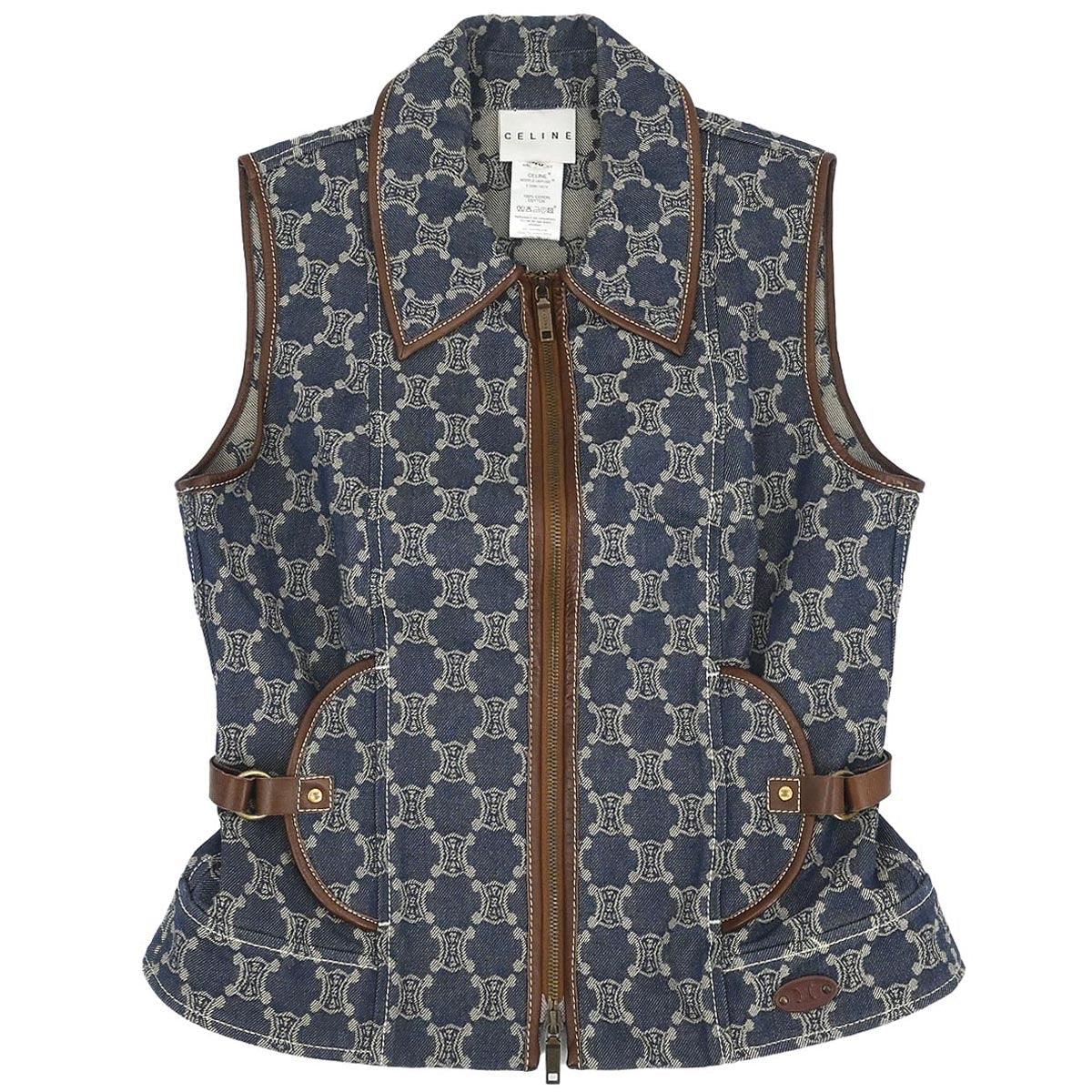 Celine Denim Sleeveless Jacket Vest Macadam Blue #40