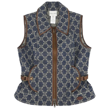 Celine Denim Sleeveless Jacket Vest Macadam Blue #40
