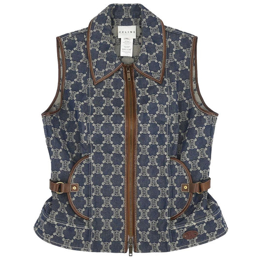 Celine Denim Sleeveless Jacket Vest Macadam Blue #40