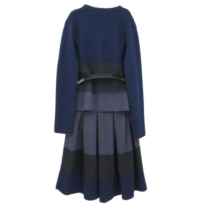 Christian Dior 2002 Setup Suit Cardigan Skirt Navy #38 #36