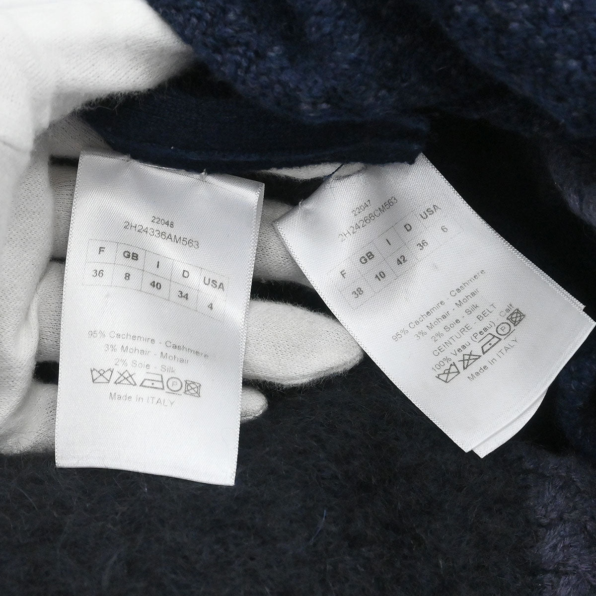 Christian Dior 2002 Setup Suit Cardigan Skirt Navy #38 #36