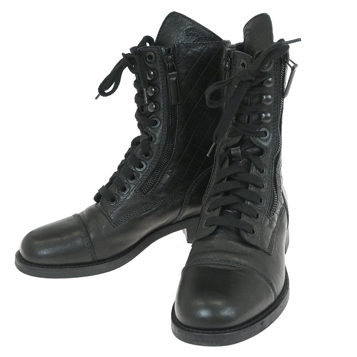 Chanel * Black Boots Shoes #36 1/2