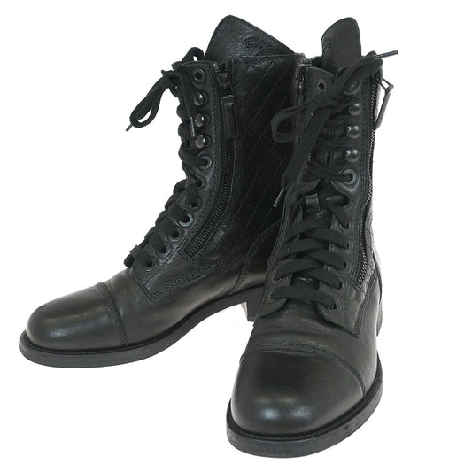Chanel * Black Boots Shoes #36 1/2