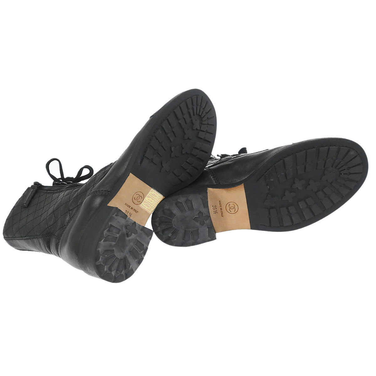 Chanel * Black Boots Shoes #36 1/2