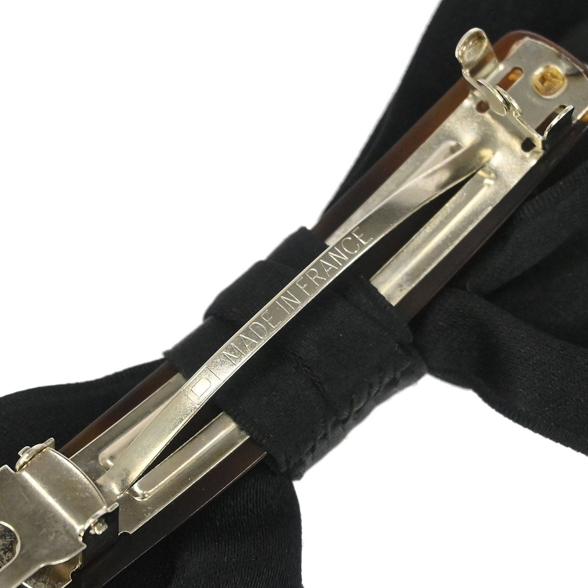 Chanel Bow Satin Barrette Hair Accessories Black