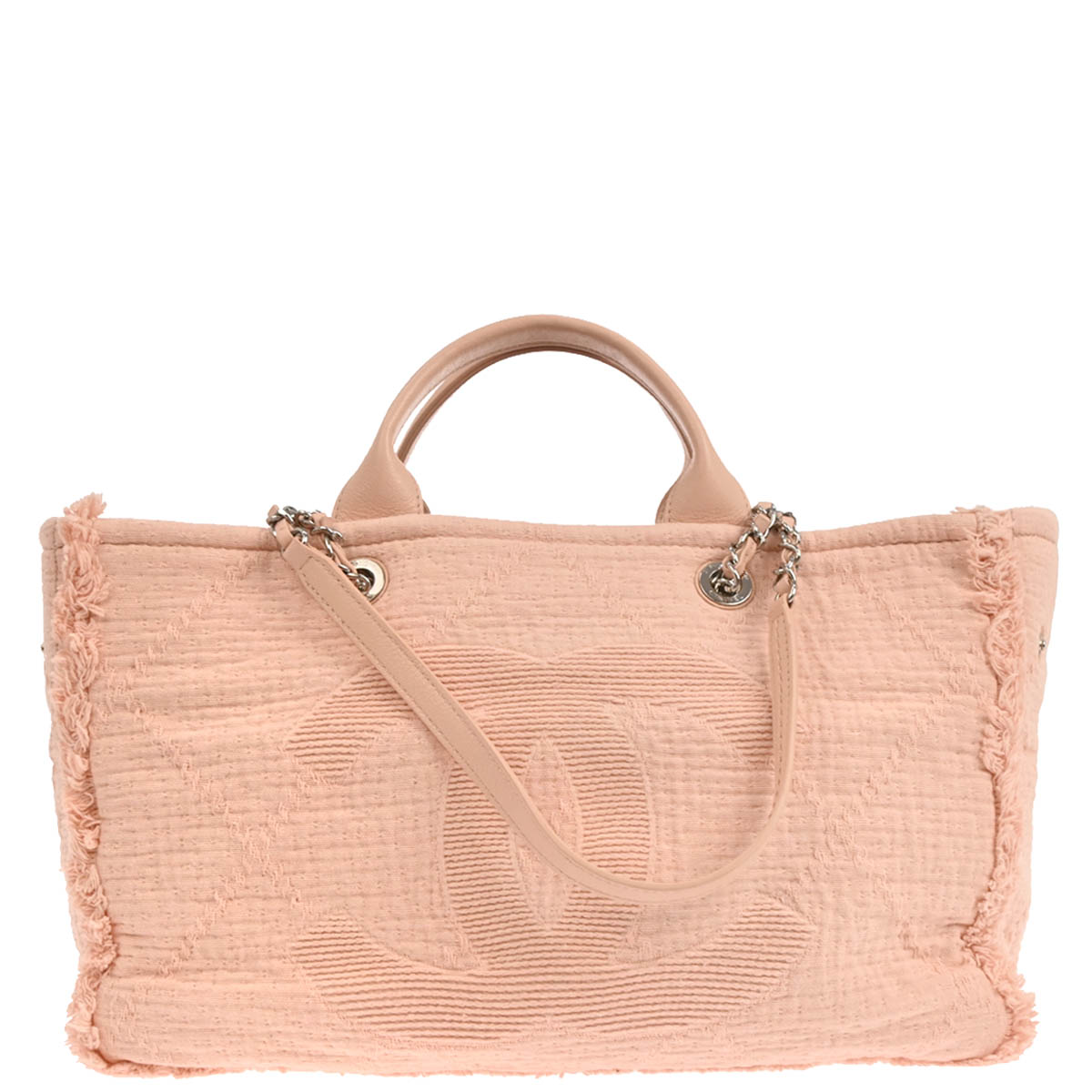 Chanel 2019 Light Pink Canvas Deauville 2way Shoulder Tote Bag