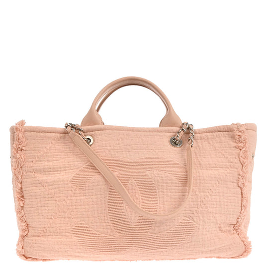 Chanel 2019 Light Pink Canvas Deauville 2way Shoulder Tote Bag
