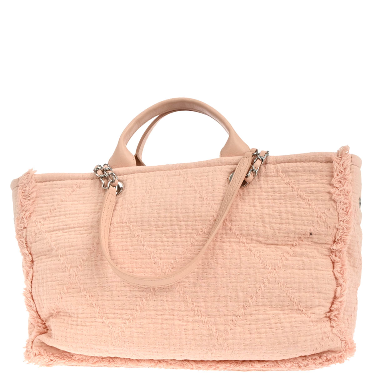 Chanel 2019 Light Pink Canvas Deauville 2way Shoulder Tote Bag