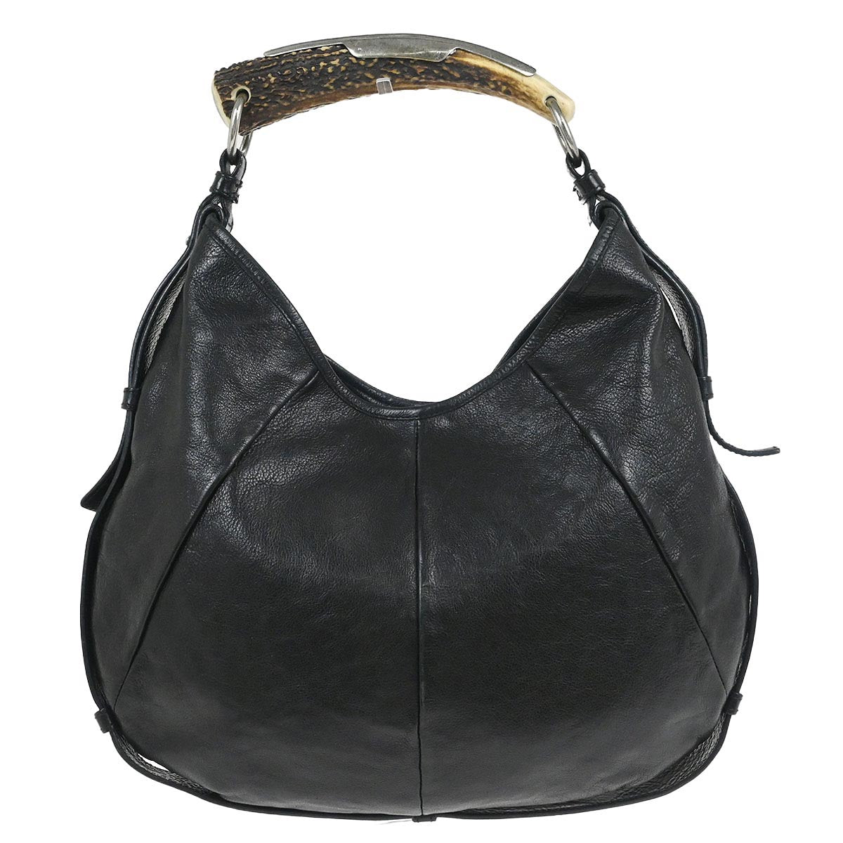 Yves Saint Laurent Black Leather Medium Mombasa Handbag