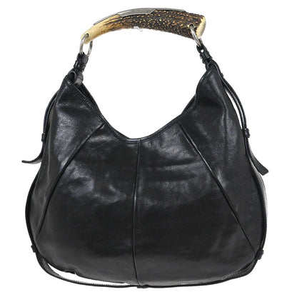 Yves Saint Laurent Black Leather Medium Mombasa Handbag