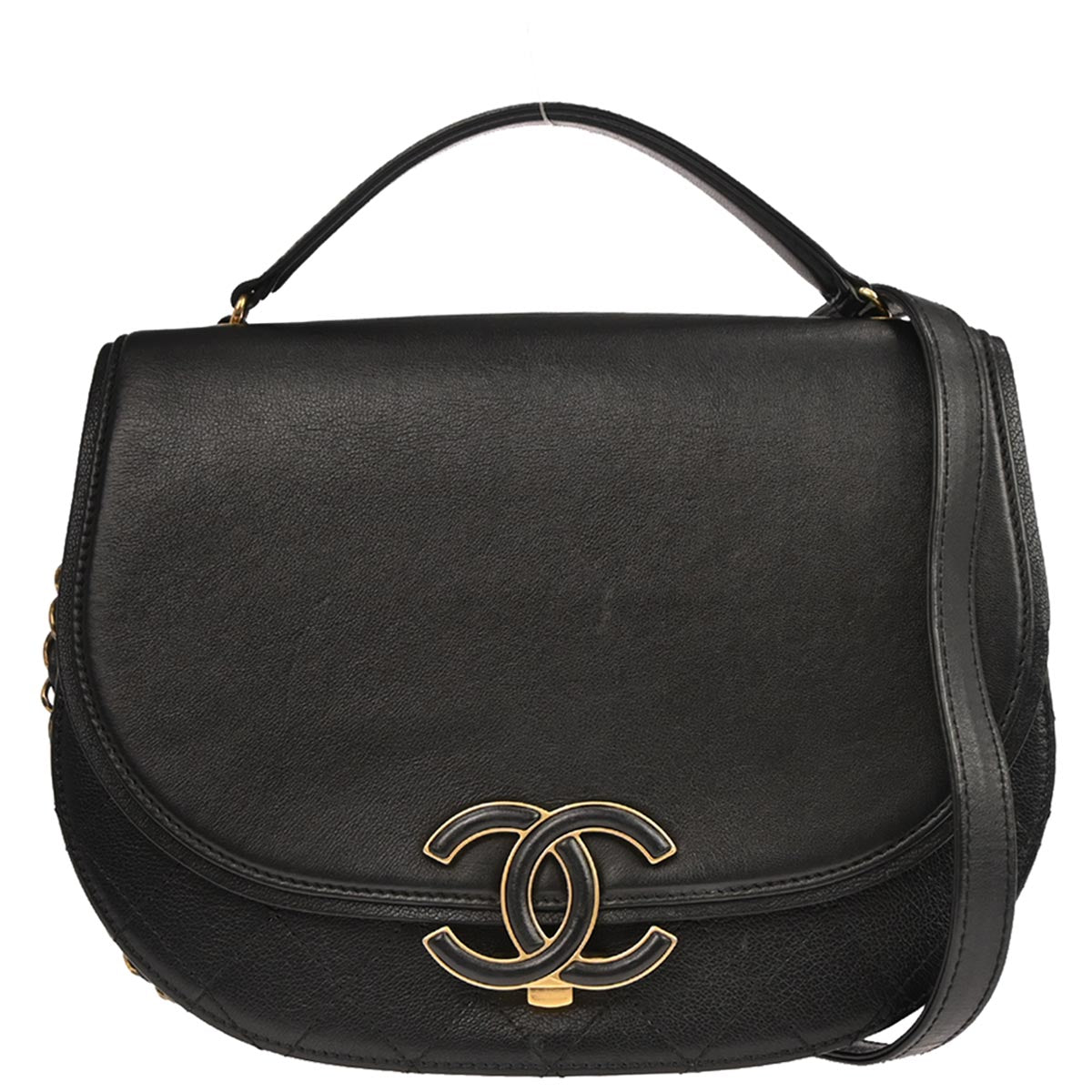 Chanel 2017-2018 Black Calfskin Coco Curve 2way Shoulder Handbag