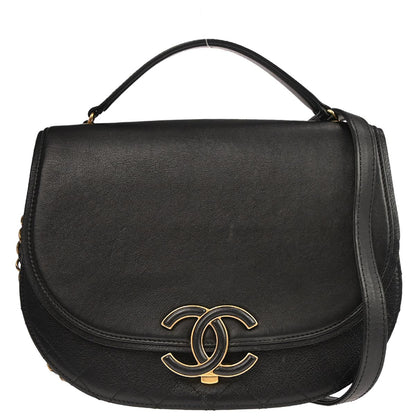 Chanel 2017-2018 Black Calfskin Coco Curve 2way Shoulder Handbag