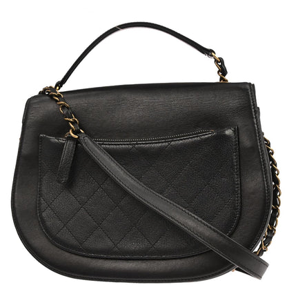 Chanel 2017-2018 Black Calfskin Coco Curve 2way Shoulder Handbag