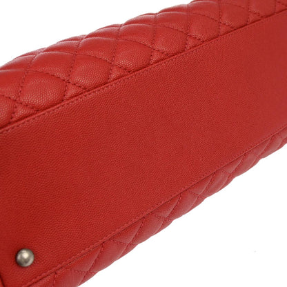 Chanel 2017 Red Caviar Skin Coco Handle 2way Shoulder Handbag