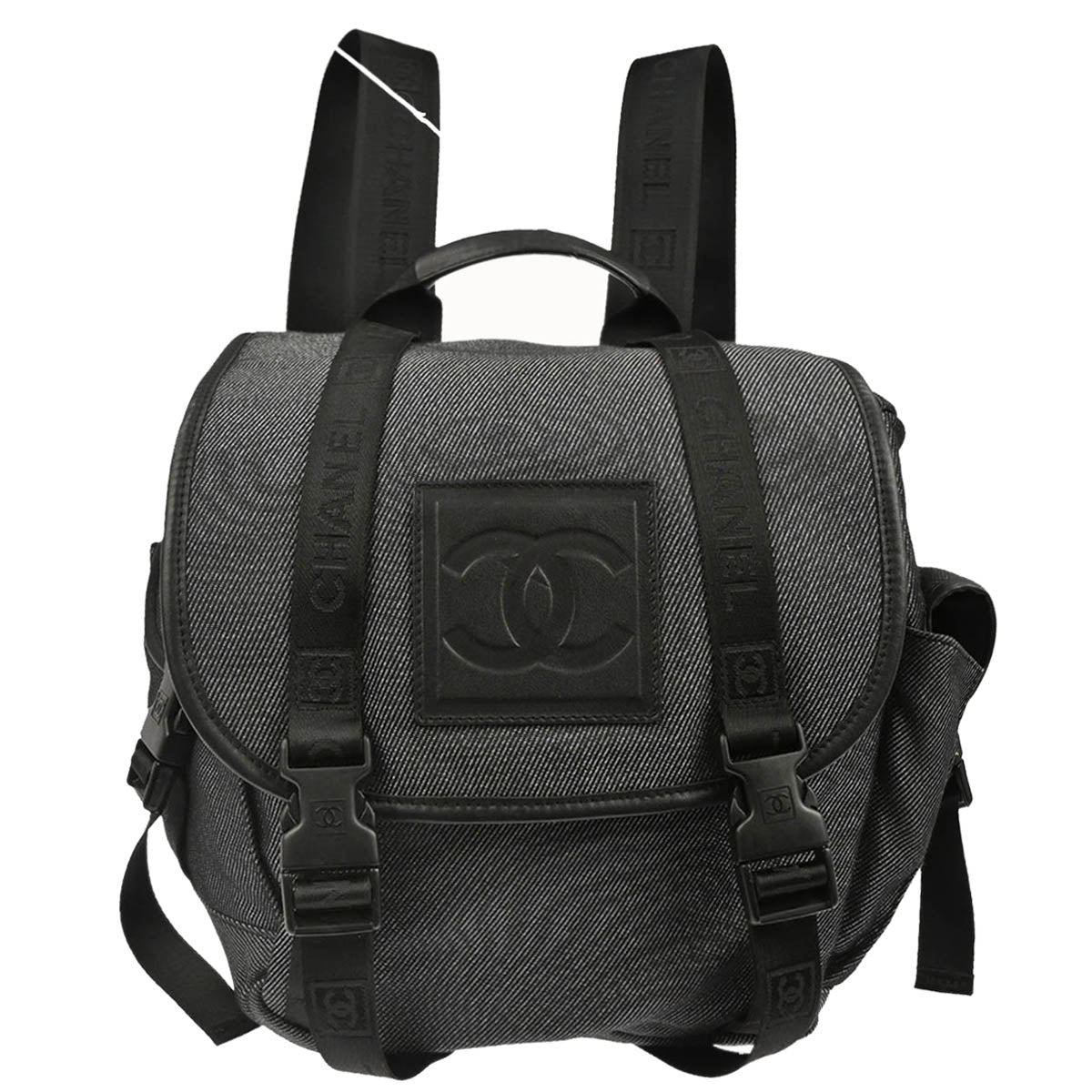 Chanel 2005-2006 Black Silver Canvas Sport Line Backpack