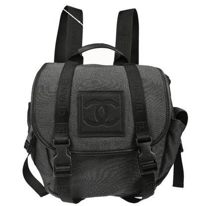 Chanel 2005-2006 Black Silver Canvas Sport Line Backpack