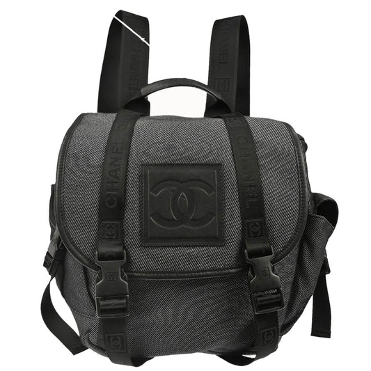Chanel 2005-2006 Black Silver Canvas Sport Line Backpack