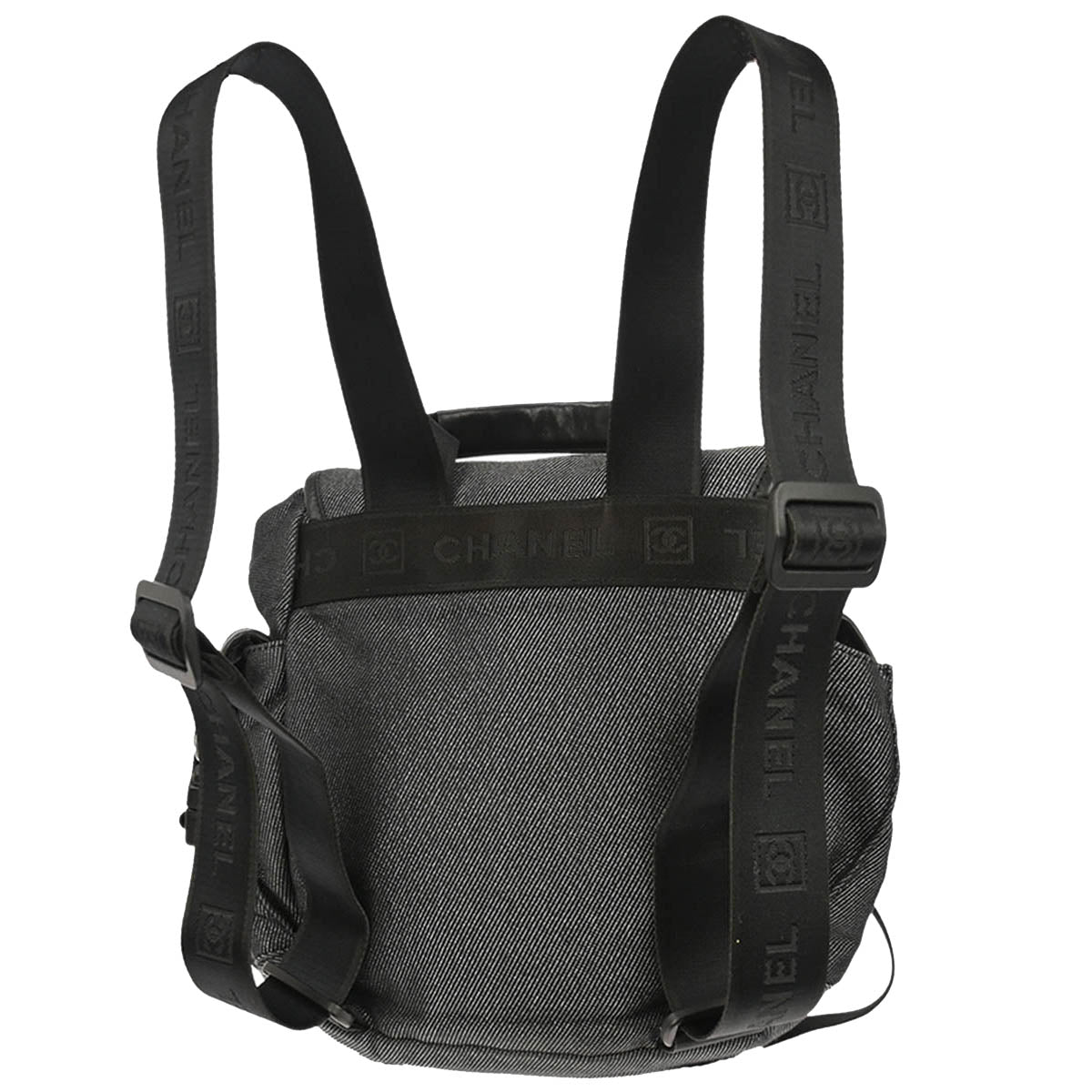 Chanel 2005-2006 Black Silver Canvas Sport Line Backpack