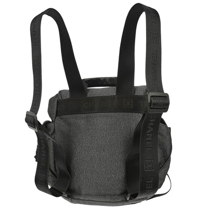 Chanel 2005-2006 Black Silver Canvas Sport Line Backpack
