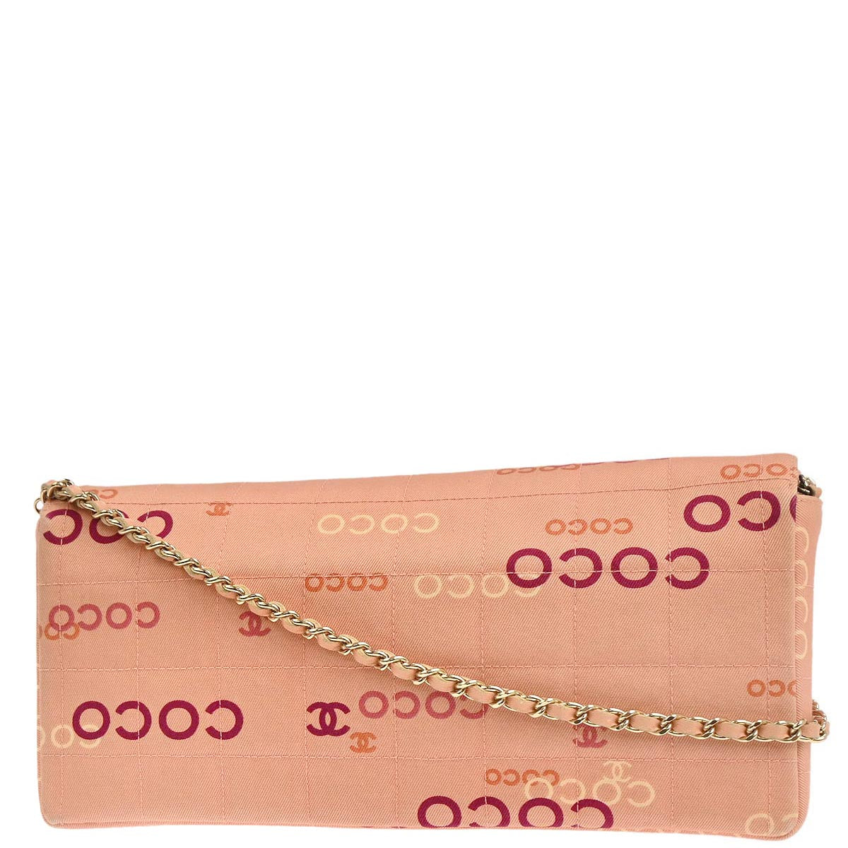 Chanel 2000-2002 Pink Canvas COCO East West Choco Bar Shoulder Bag