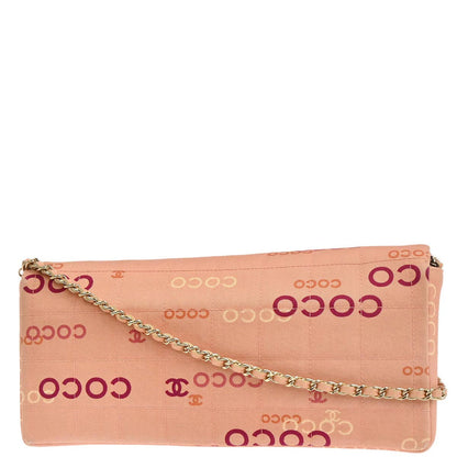 Chanel 2000-2002 Pink Canvas COCO East West Choco Bar Shoulder Bag