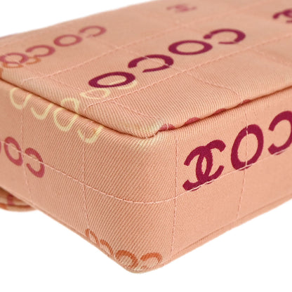 Chanel 2000-2002 Pink Canvas COCO East West Choco Bar Shoulder Bag