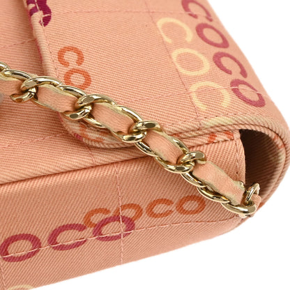 Chanel 2000-2002 Pink Canvas COCO East West Choco Bar Shoulder Bag