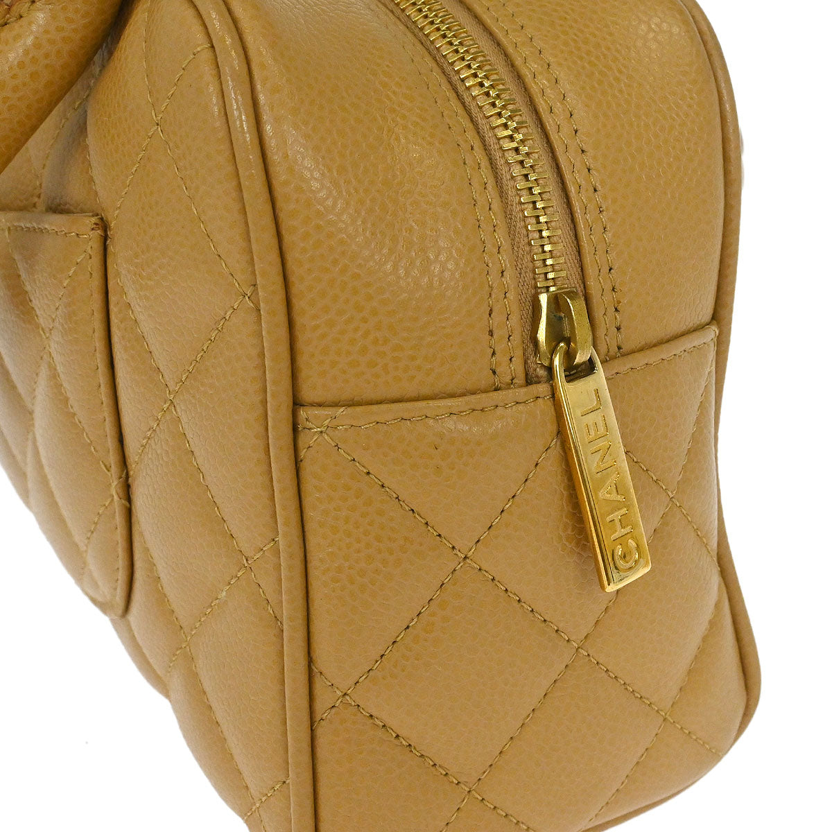 Chanel Beige Caviar Skin Bowling Bag 27