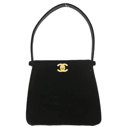 Chanel 1997-1999 Black Velvet Double Sided Turnlock Handbag