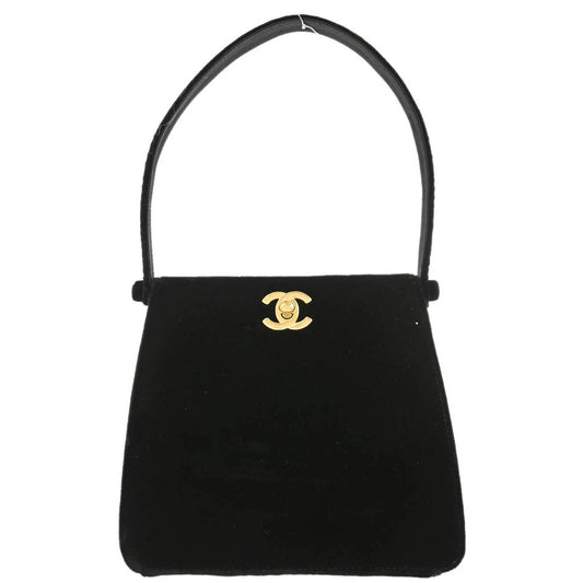 Chanel 1997-1999 Black Velvet Double Sided Turnlock Handbag
