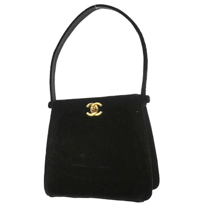 Chanel 1997-1999 Black Velvet Double Sided Turnlock Handbag