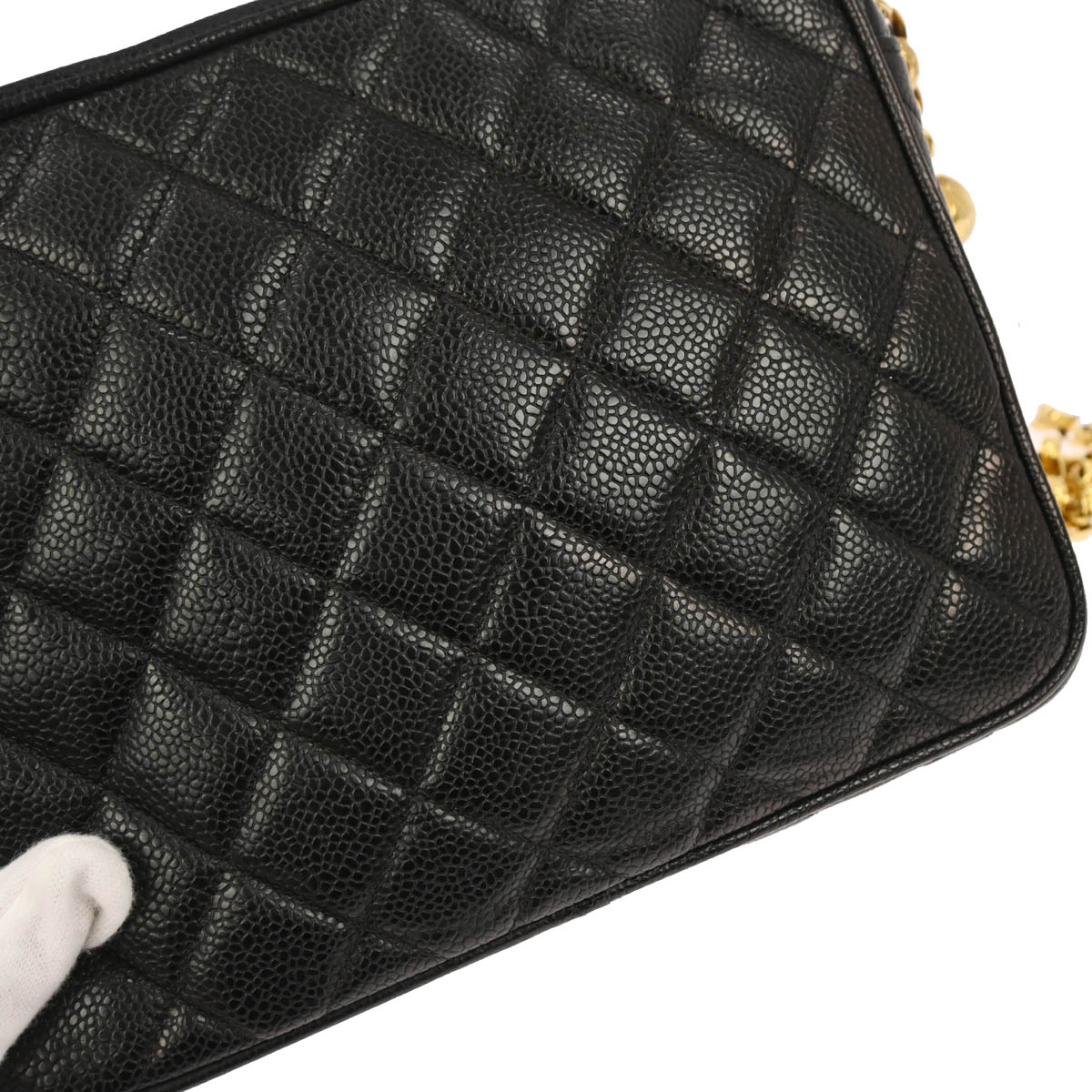 Chanel 1996-1997 Black Caviar Skin Camera Bag Small