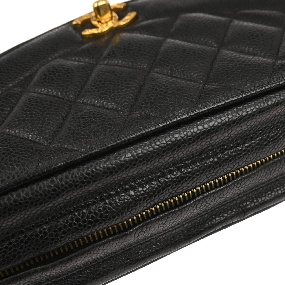 Chanel 1996-1997 Black Caviar Skin Camera Bag Small