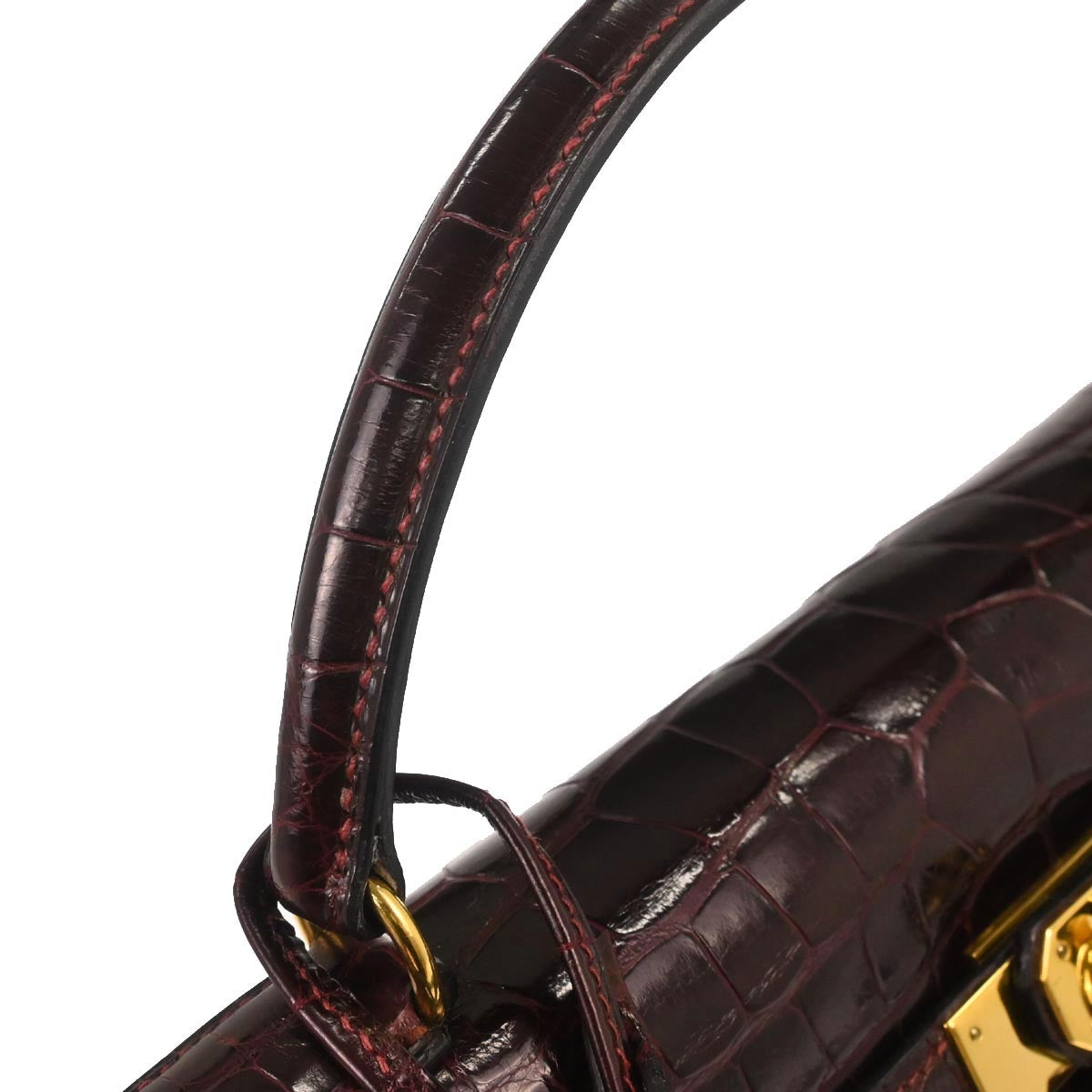 Hermes * Raisin Alligator Kelly 32 Sellier 2way Shoulder Handbag