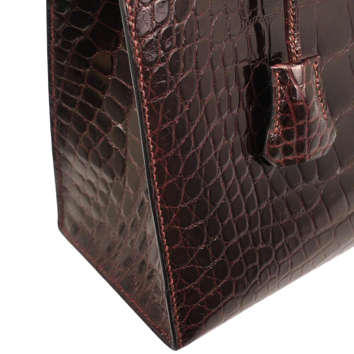 Hermes * Raisin Alligator Kelly 32 Sellier 2way Shoulder Handbag