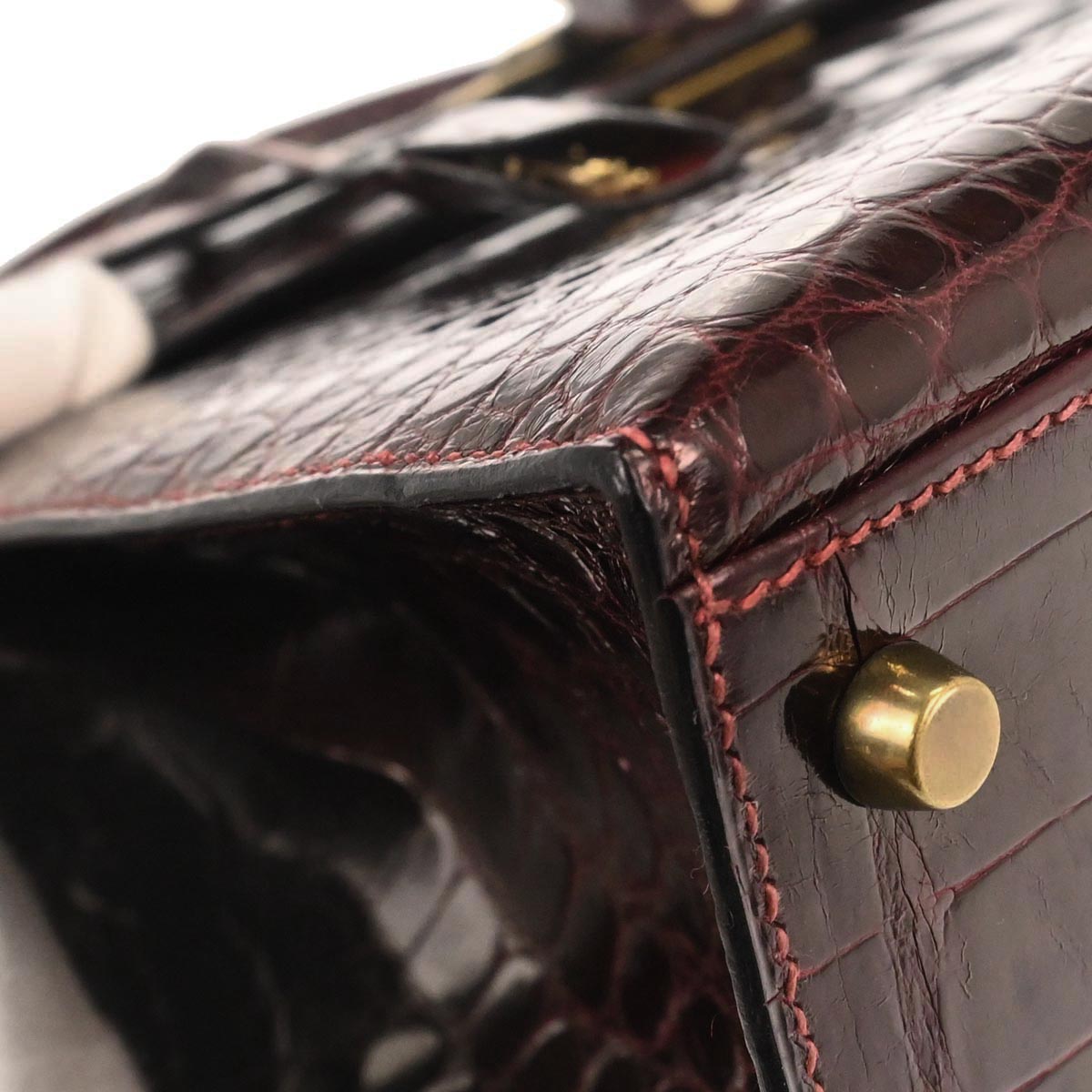 Hermes * Raisin Alligator Kelly 32 Sellier 2way Shoulder Handbag