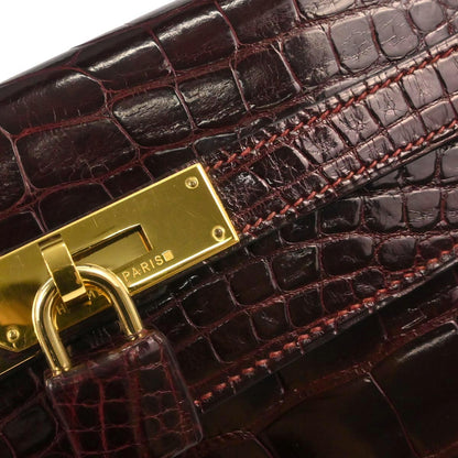 Hermes * Raisin Alligator Kelly 32 Sellier 2way Shoulder Handbag