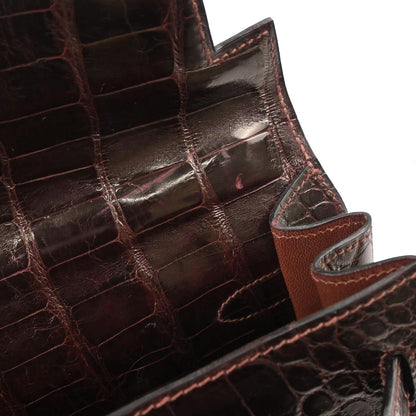 Hermes * Raisin Alligator Kelly 32 Sellier 2way Shoulder Handbag