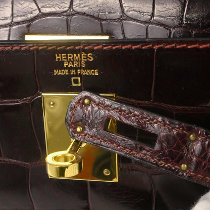 Hermes * Raisin Alligator Kelly 32 Sellier 2way Shoulder Handbag