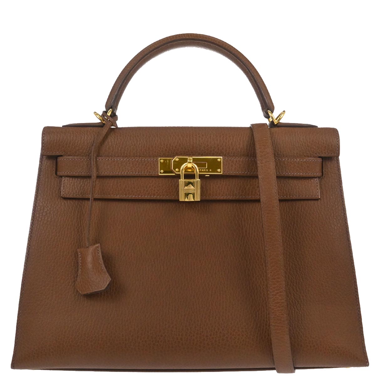 Hermes Noisette Ardennes Kelly 32 Sellier 2way Shoulder Handbag