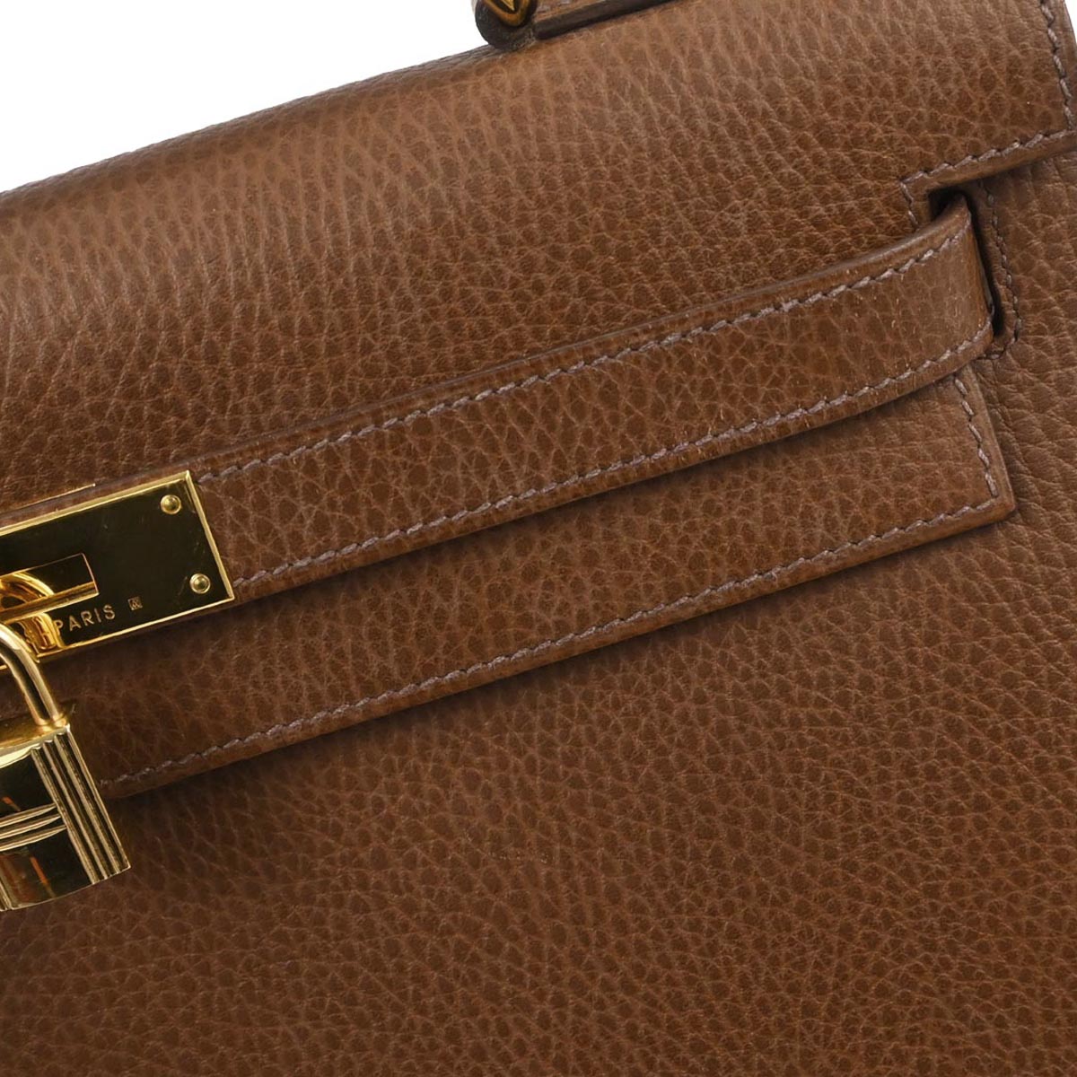 Hermes Noisette Ardennes Kelly 32 Sellier 2way Shoulder Handbag