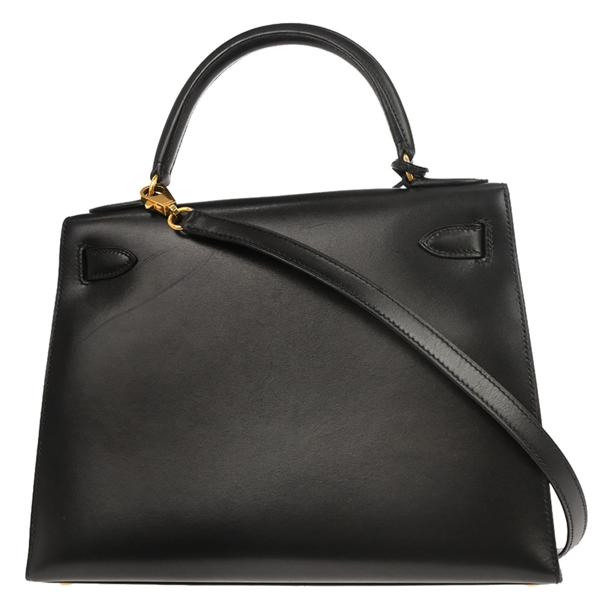 Hermes Black Box Calf Kelly 28 Sellier 2way Shoulder Handbag