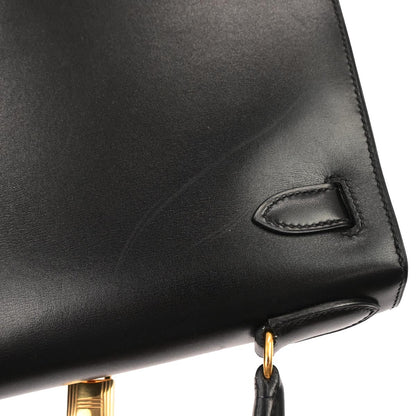 Hermes Black Box Calf Kelly 28 Sellier 2way Shoulder Handbag