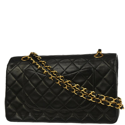 Chanel 1994-1996 Black Lambskin Medium Classic Double Flap Shoulder Bag