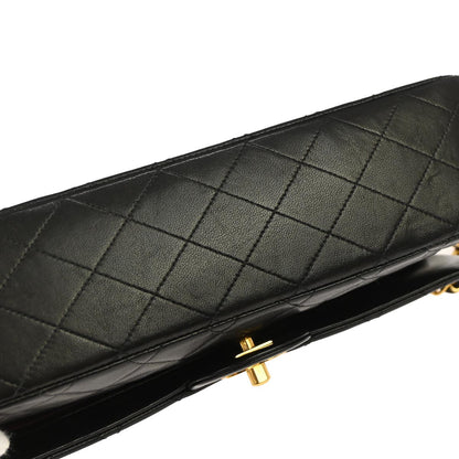 Chanel 1994-1996 Black Lambskin Medium Classic Double Flap Shoulder Bag