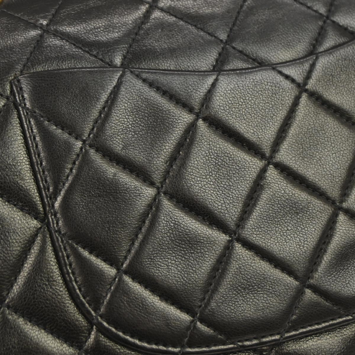 Chanel 1994-1996 Black Lambskin Medium Classic Double Flap Shoulder Bag