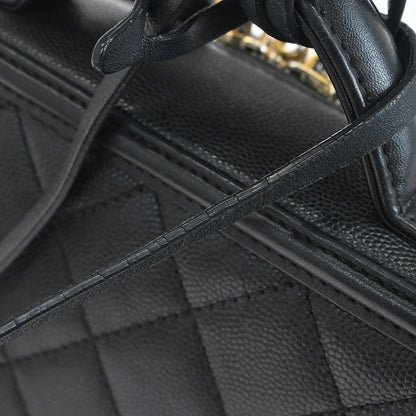 Chanel 2018 Black Caviar Skin CC Filigree 2way Vanity Shoulder Handbag