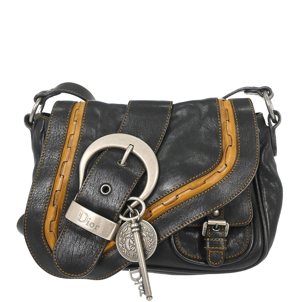 Christian Dior Black Gaucho Crossbody Bag